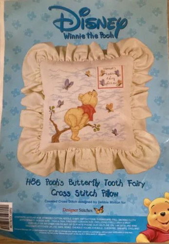 Pooh's Butterfly Tooth Fairy Cross Stitch Pillow by Disney