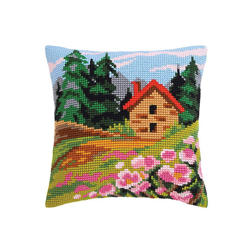 Cottage On The Edge Chunky Cross Stitch Cushion Kit by Collection D'Art