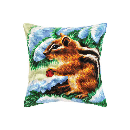 Chipmunk Chunky Cross Stitch Cushion Kit by Collection D'Art