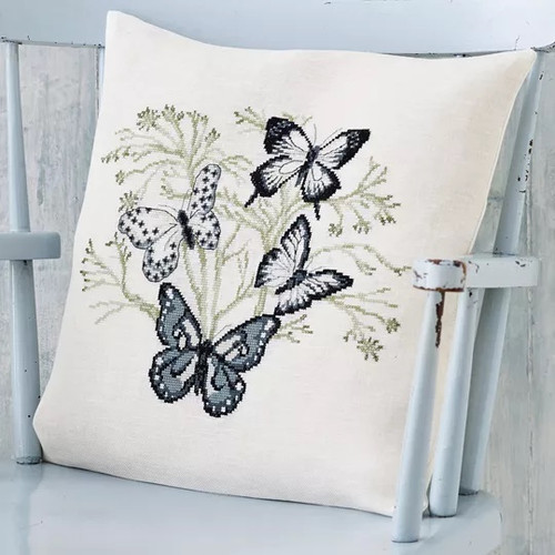 Butterflies Cushion Counted Cross Stitch Kit by Permin 