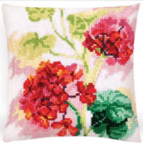 Red Geranium Chunky Cross Stitch Kit by Collection d' Art