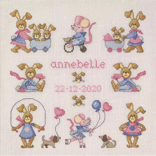 Playtime Girls Sampler Counted Cross Stitch Kit By Permin