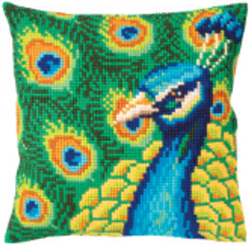 Proud Peacock Chunky Cushion Cross Stitch Kit by Collection D' Art
