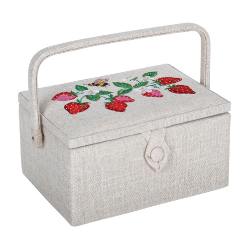 Sewing Box (M): Embroidered: Strawberry Greenhouse by Hobby Gift