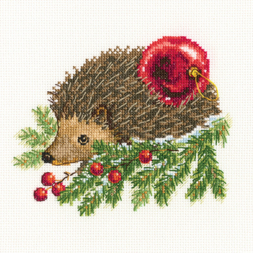 Hedgehog Decorating Christmas Cross Stitch Kit by RTO