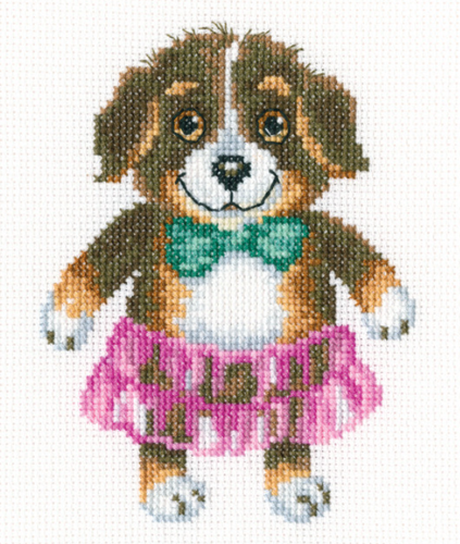 Joke Pup in Pink Tutu Cross Stitch Kit by RTO