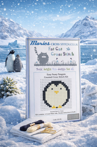 Easy Peasy Penguin Cross Stitch Kit by Fat Cat