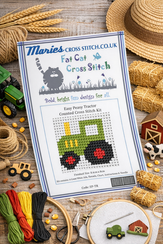 Easy  Peasy Tractor Cross Stitch Kit by Fat Cat