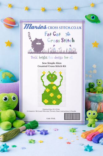 Sew Simple Alien Cross Stitch Kit by Fat Cat