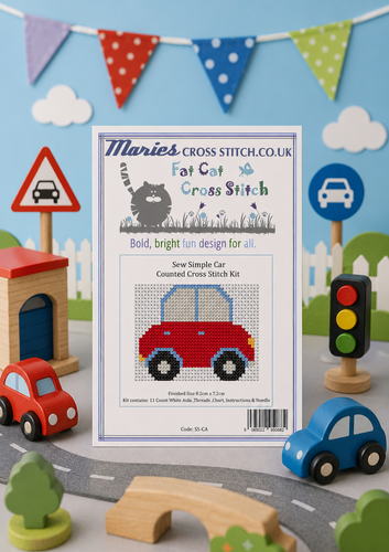 Sew Simple Car Cross Stitch Kit by Fat Cat