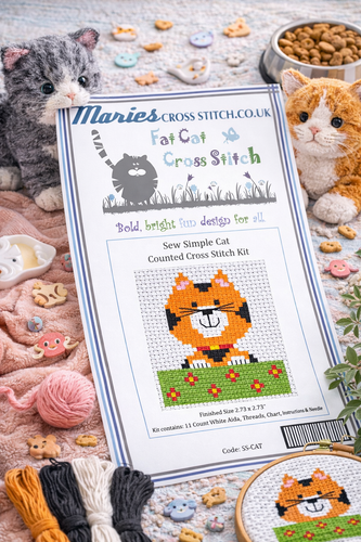 Sew Simple Cat Cross Stitch Kit by Fat Cat