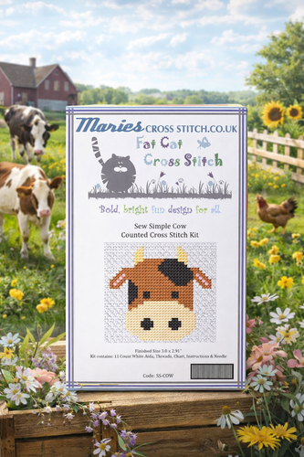 Sew Simple Cow Cross Stitch Kit by Fat Cat