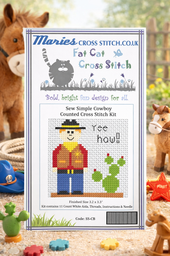 Sew Simple CowBoy Cross Stitch Kit by Fat Cat