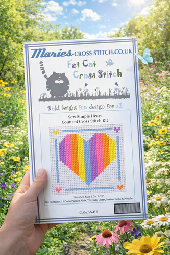 Sew Simple Heart Cross Stitch Kit by Fat Cat