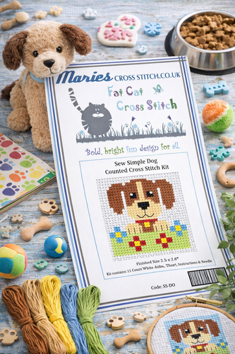 Sew Simple Dog Cross Stitch Kit by Fat Cat