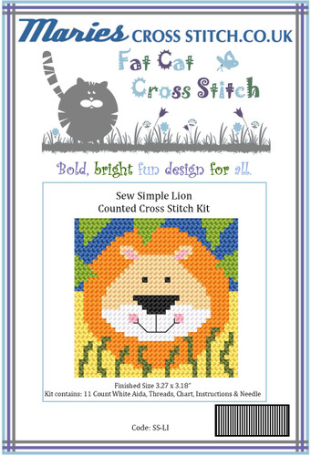 Sew Simple Lion Cross Stitch Kit by Fat Cat