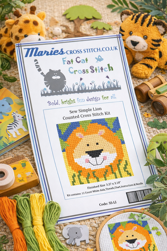 Sew Simple Lion Cross Stitch Kit by Fat Cat