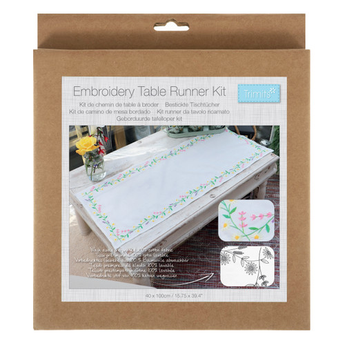 Daisy Chain Table Runner Printed Cross Stitch Kit by Trimits