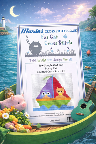 Sew Simple Owl and the Pussy Cat Cross Stitch Kit by Fat Cat