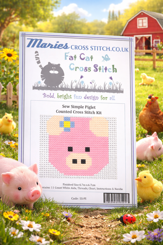 Sew Simple Piglet Cross Stitch Kit by Fat Cat