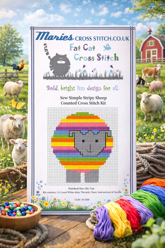 Sew Simple Stripy Sheep Cross Stitch Kit by Fat Cat