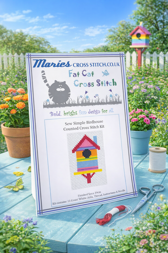 Sew Simple Bird House Cross Stitch Kit by Fat Cat