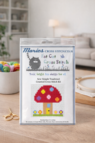 Sew Simple Toadstool Cross Stitch Kit by Fat Cat