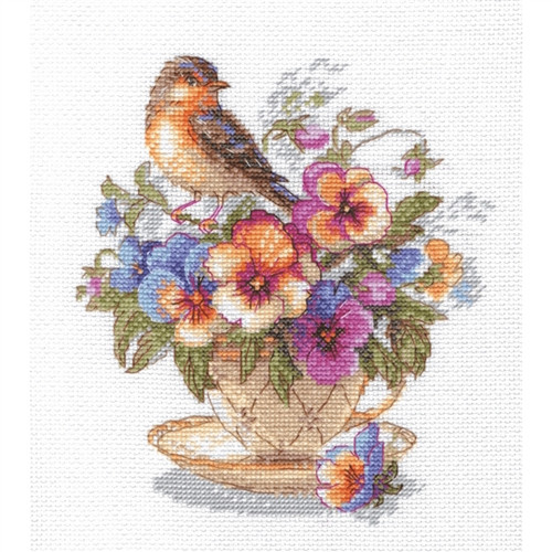 Tea Blossoms Counted Cross Stitch Kit by Aine Tea Blossoms Counted Cross Stitch Kit by Aine