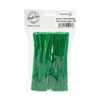 Acrylic Pipecleaners 15cm Green pack 100 by Peak Dales