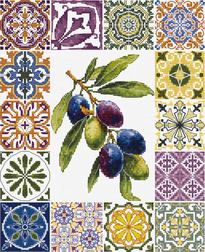 Olive Palette of the Mediterranean Cross Stitch Kit by Luca-S