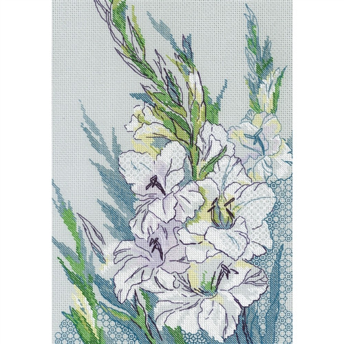 White Gladioli Blackwork Counted Cross Stitch Kit by Riolis