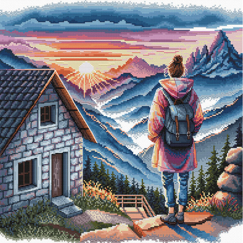 Sunrise on the Mountain Counted Cross Stitch Kit by AVA Stitch