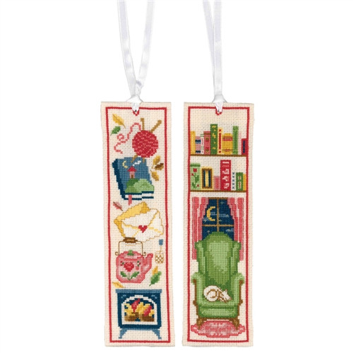  Cosy Reading Bookmarks - Set of 2 Counted Cross Stitch Kit by Vervaco