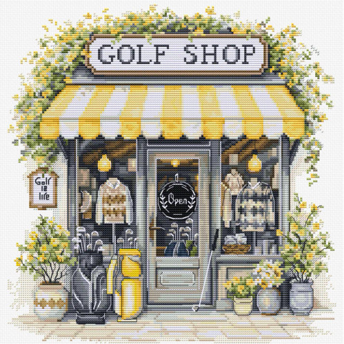Golf Shop Cross Stitch Kit by Luca-S