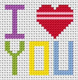 Sew Simple I Love You Cross Stitch Kit by Fat Cat