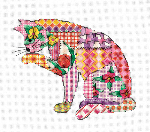 Patchwork Cat Cross Stitch Kit by Heritage