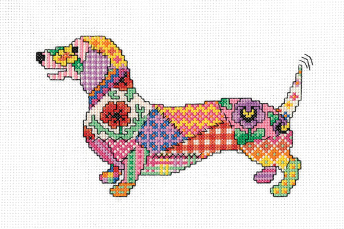 Patchwork Dog Cross Stitch Kit by Heritage