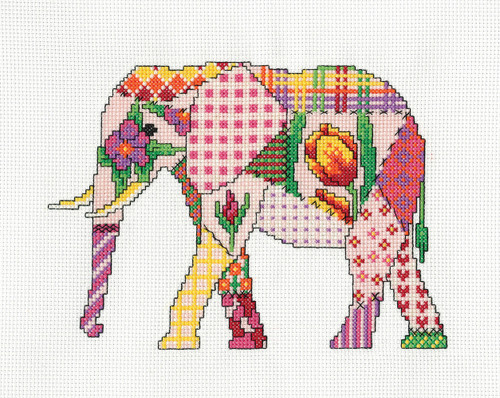 Patchwork Elephant Cross Stitch Kit by Heritage