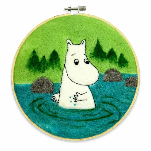 Moomin - Moomintroll Dipping  in a Hoop Needle Felting Craft Kit By Crafty Kit