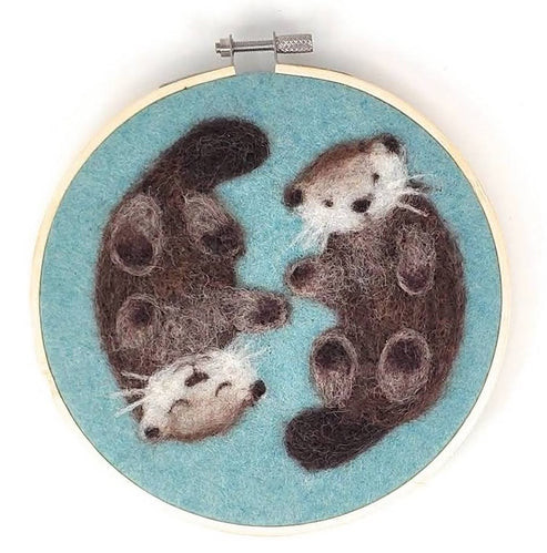 Otters in a Hoop Needle Felting Craft Kit By Crafty Kit