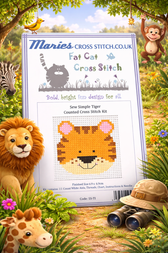 Sew Simple Tiger Cross Stitch Kit by Fat Cat