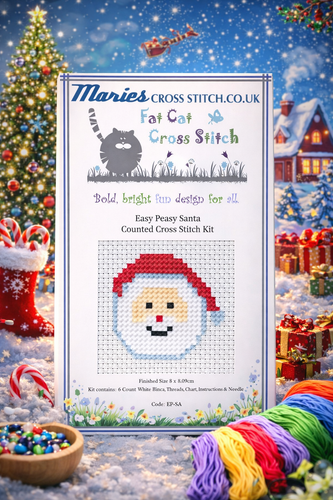 Easy  Peasy Santa Cross Stitch Kit by Fat Cat