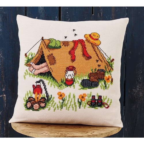 Camping Trip Cushion Counted Cross Stitch Kit By Permin