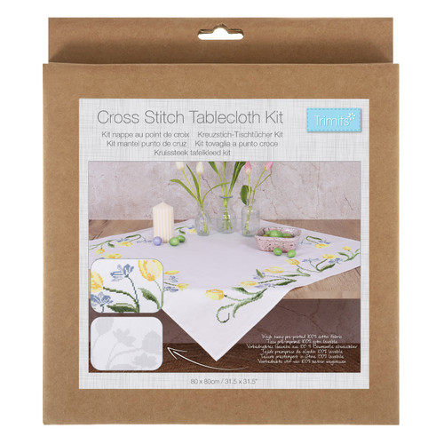 Printed Cross Stitch Kit: Tablecloth: Tulips by Trimits