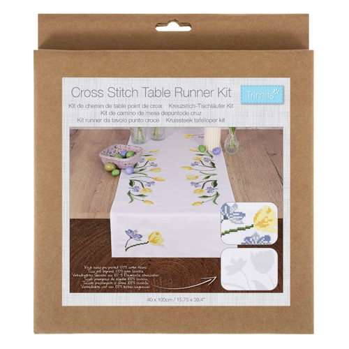 Printed Cross Stitch Kit: Table Runner: Tulips  by Trimits