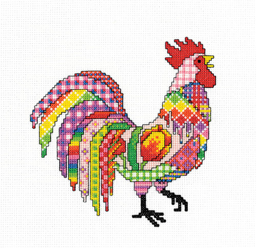Patchwork Cockerel Cross Stitch Kit by Heritage