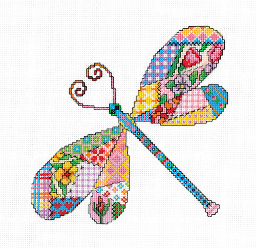 Patchwork Dragonfly  Cross Stitch Kit by Heritage