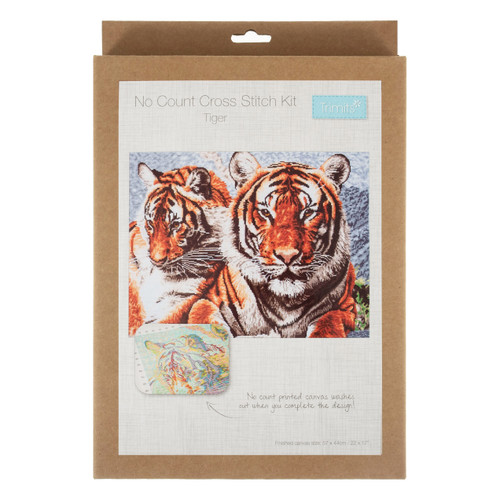 Extra Large Tiger Printed Cross Stitch Kit by Trimits