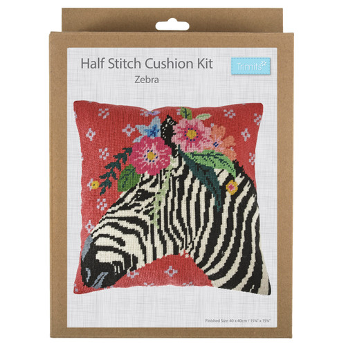 Half Stitch / Tapestry Kit: Cushion Cover: Zebra by Trimits