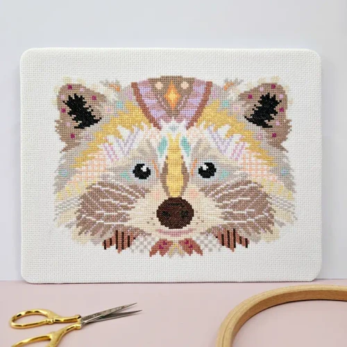 Mandala Racoon Cross Stitch Kit by Meloca Designs